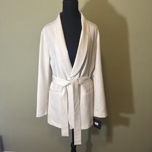 Marc New York‎ Jacket Womens Ivory Tie Waist Long Sleeve Blazer NEW Size Large